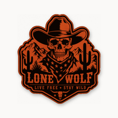 Lone Wolf Life Free Stay Wild – Leatherette Morale Patch — Classic Orange