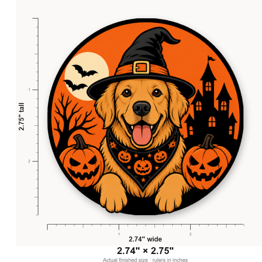 Halloween Golden Retriever – Leatherette Morale Patch — size guide
