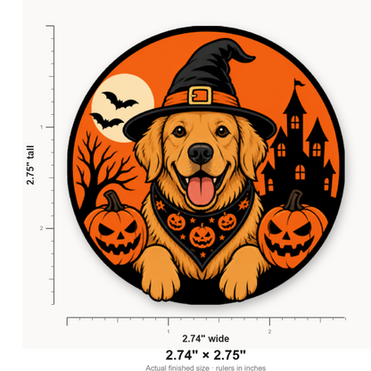 Halloween Golden Retriever – Leatherette Morale Patch — size guide