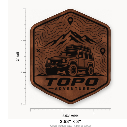 Topo Adventure Badge – Leatherette Morale Patch — size guide