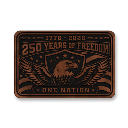 250 Years Of Freedom One Nation leatherette patch in saddle chestnut