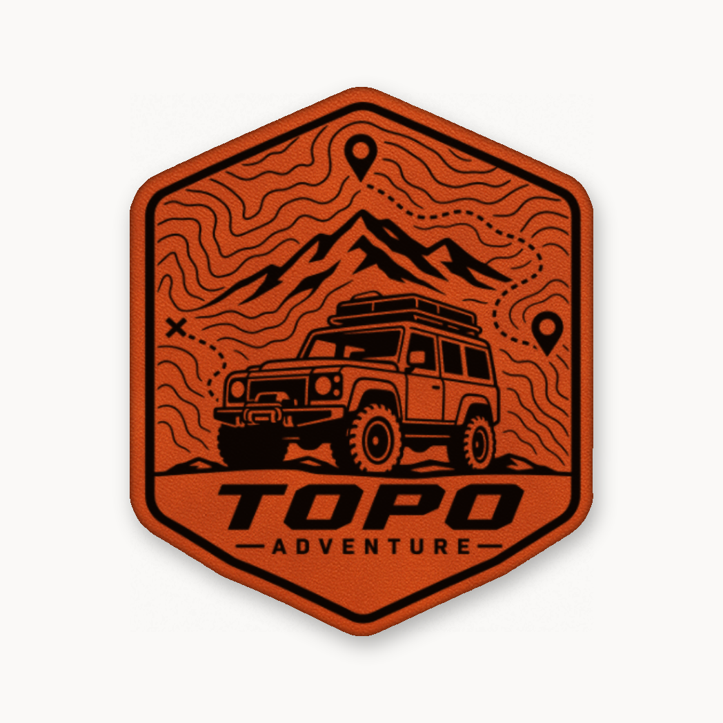 Topo Adventure Badge – Leatherette Morale Patch — Classic Orange