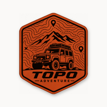 Topo Adventure Badge – Leatherette Morale Patch — Classic Orange