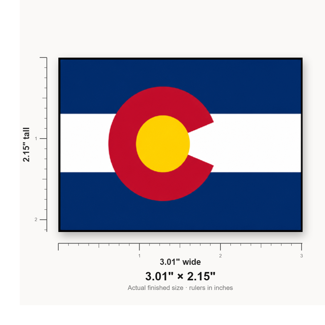 Colorado State Flag – Leatherette Morale Patch — size guide