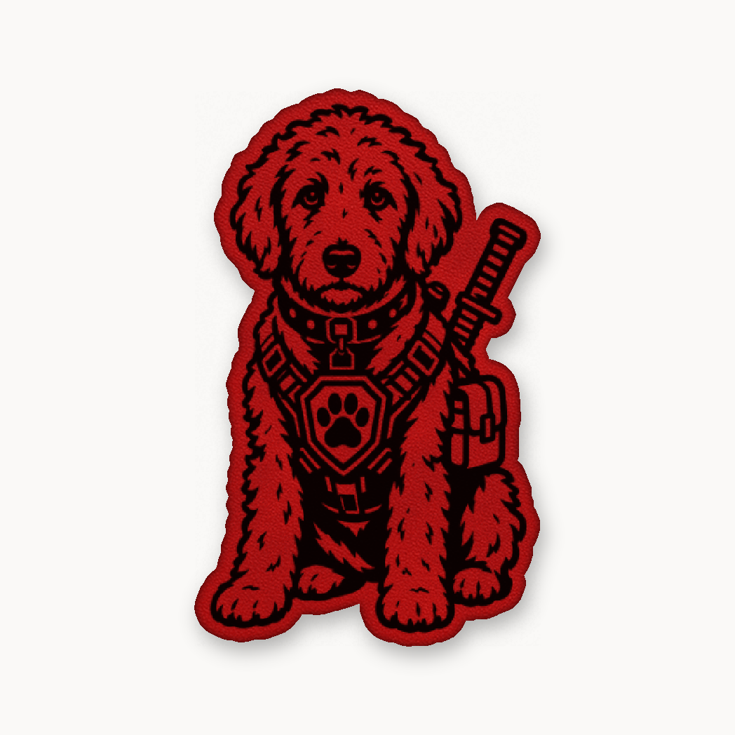 Tactical Labradoodle – Leatherette Morale Patch — Classic Red