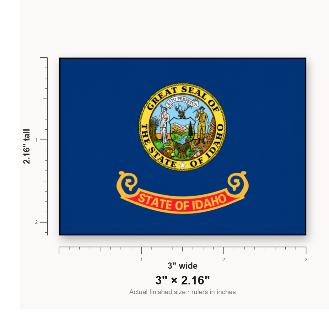 Idaho State Flag – Leatherette Morale Patch — size guide
