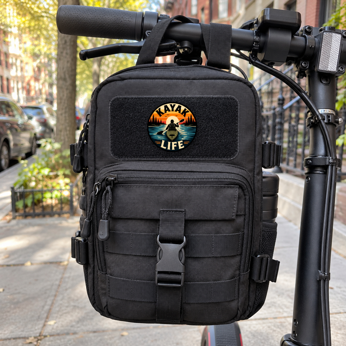Kayak Life Circle Patch – Leatherette Morale Patch — in use