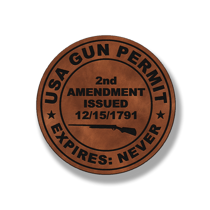 USA Gun Permit leatherette morale patch in saddle chestnut