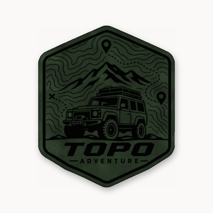 Topo Adventure Badge – Leatherette Morale Patch — Dark Saddle Green