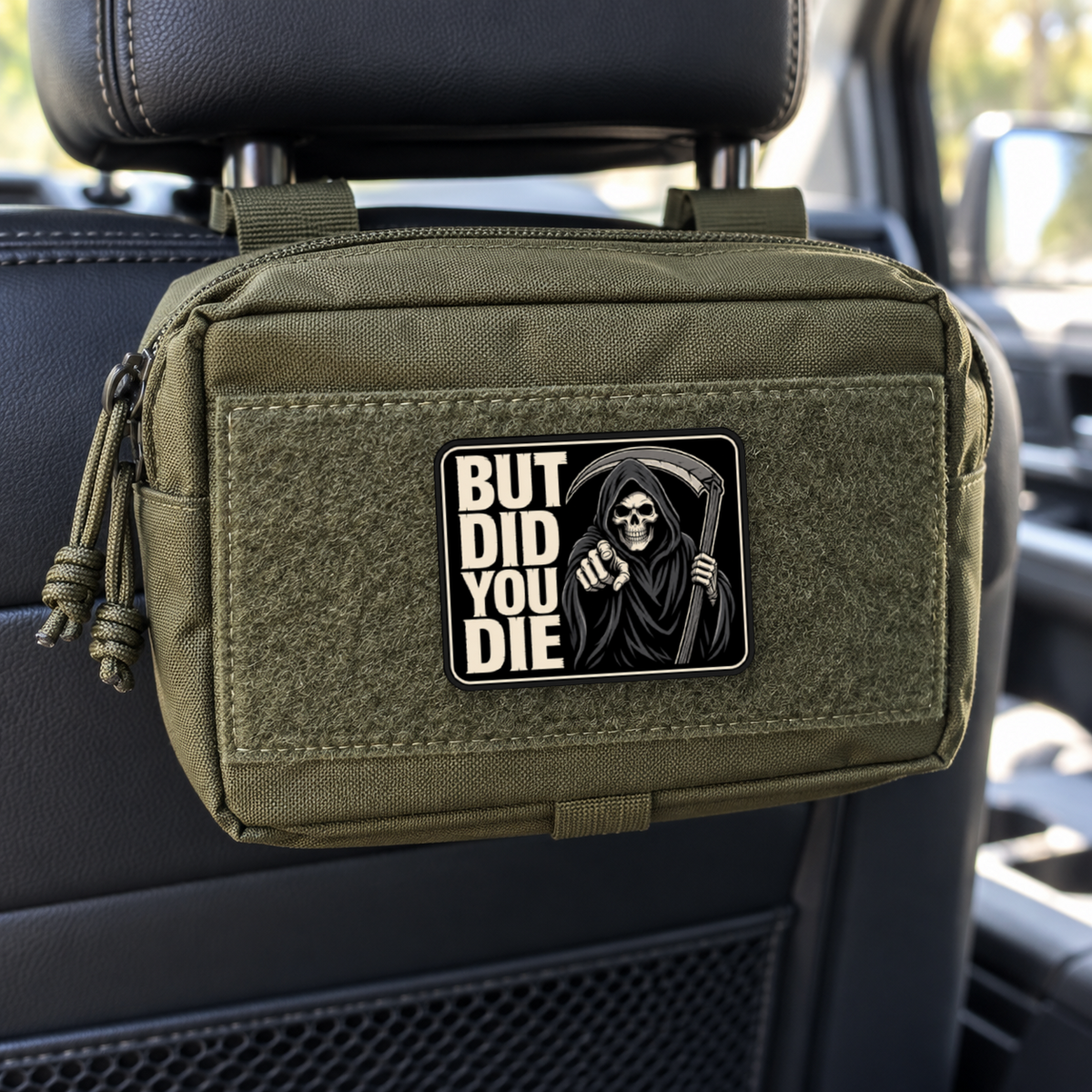 But Did You Die Reaper – Leatherette Morale Patch — in use
