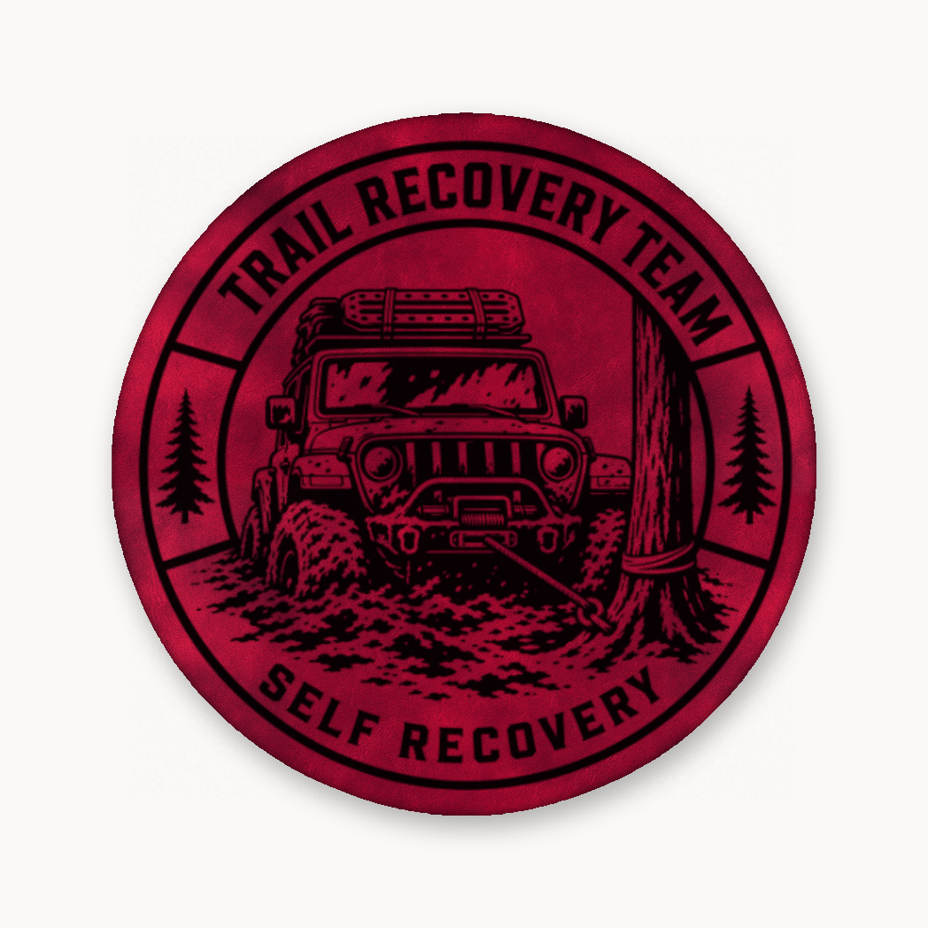 Trail Recovery Self Recovery Patch – Leatherette Morale Patch — Dark Saddle Red