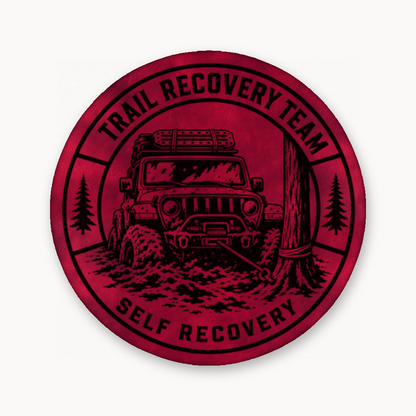 Trail Recovery Self Recovery Patch – Leatherette Morale Patch — Dark Saddle Red
