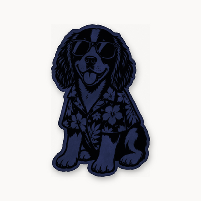 Beach Springer Spaniel – Leatherette Morale Patch — Dark Saddle Blue