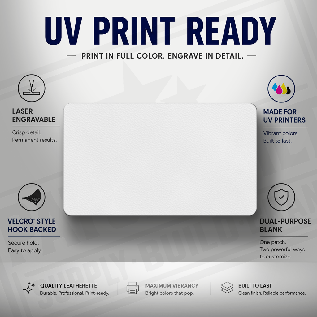 UV Printable & Laser Engravable 3.5x2" Blank Patches – Velcro® Style Hook Backed