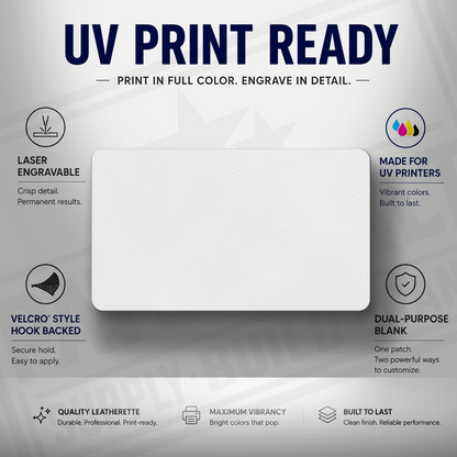 UV Printable & Laser Engravable 3.5x2" Blank Patches – Velcro® Style Hook Backed