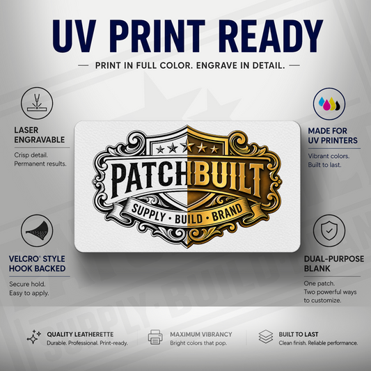 UV Printable & Laser Engravable 3.5x2" Blank Patches – Velcro® Style Hook Backed