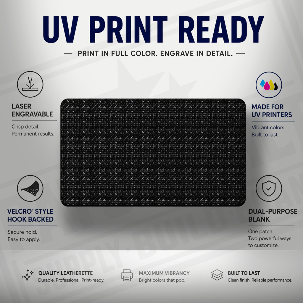 UV Printable & Laser Engravable 3.5x2" Blank Patches – Velcro® Style Hook Backed