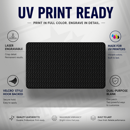 UV Printable & Laser Engravable 3.5x2" Blank Patches – Velcro® Style Hook Backed