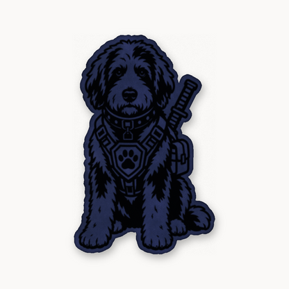 Tactical Bernedoodle – Leatherette Morale Patch — Dark Saddle Blue