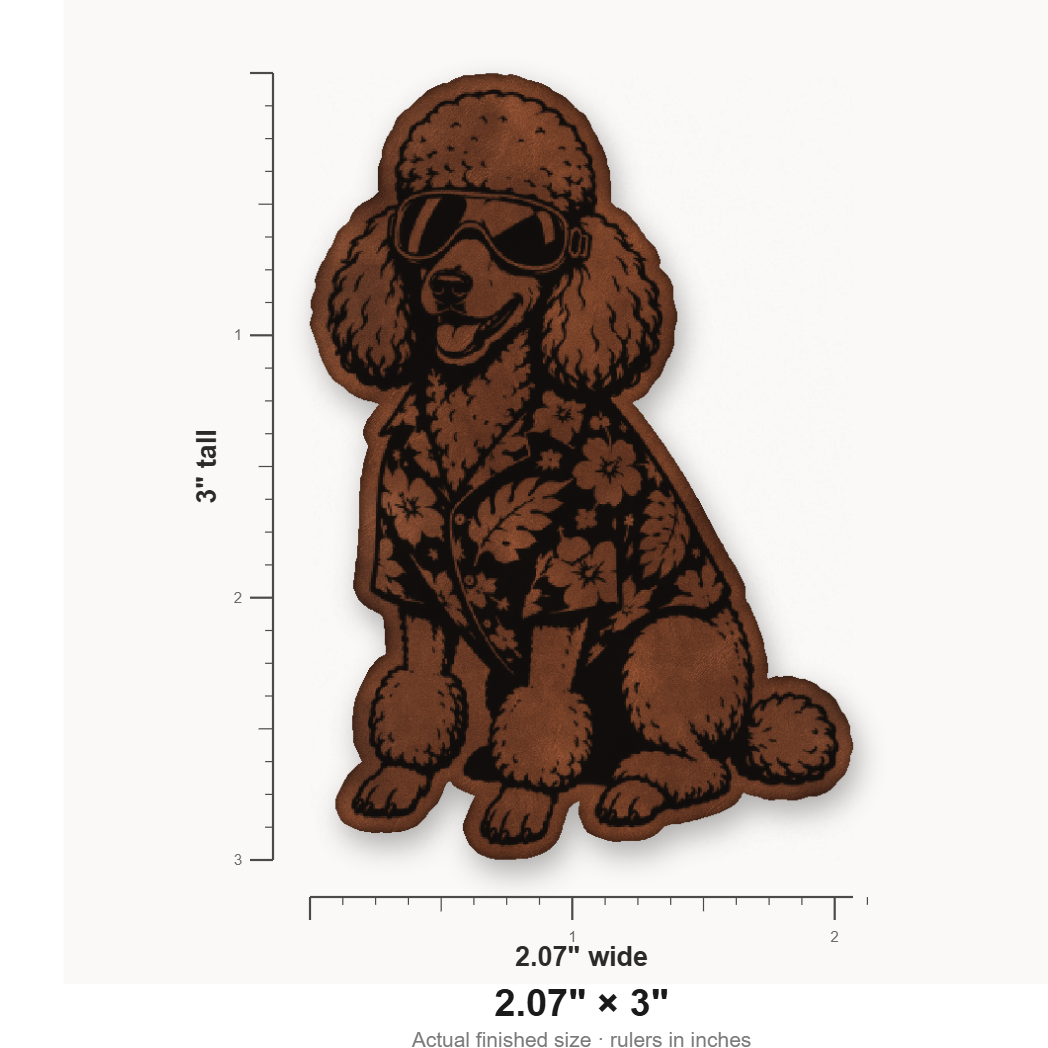 Beach Poodle Patrol – Leatherette Morale Patch — size guide