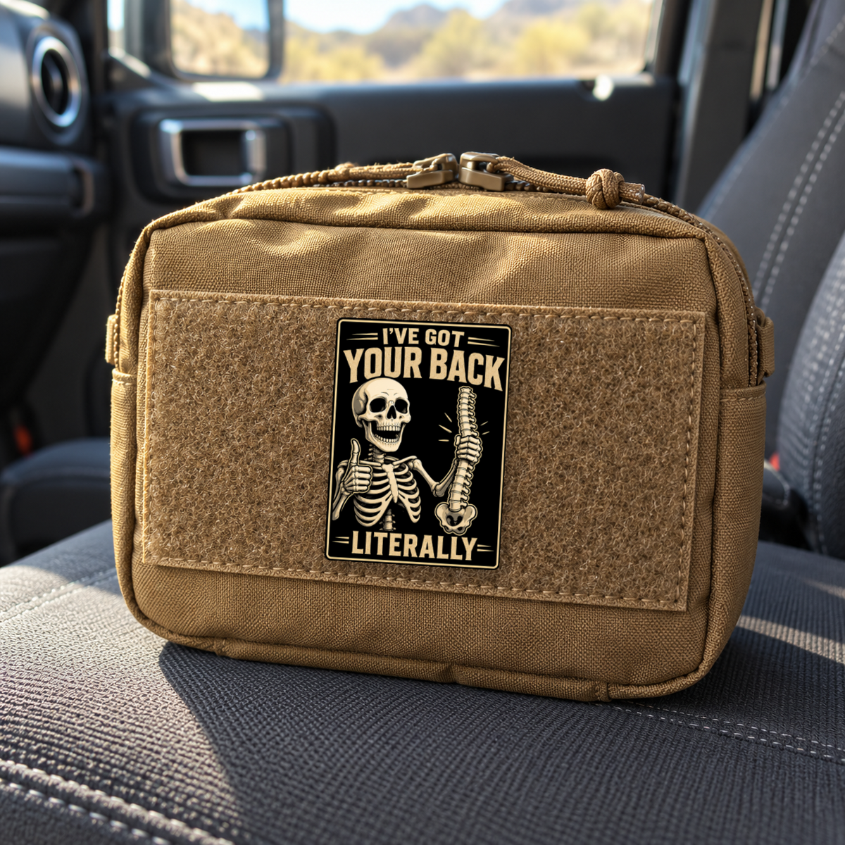 I've Got Your Back - Skeleton – Leatherette Morale Patch — in use