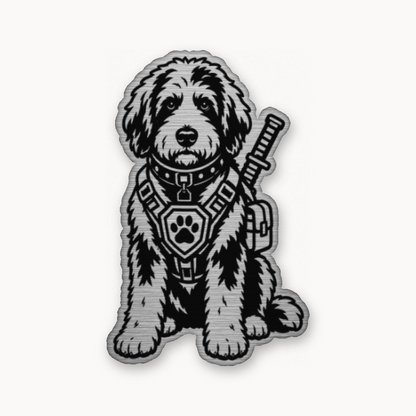 Tactical Bernedoodle – Leatherette Morale Patch — Silver