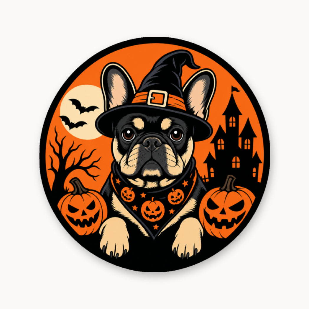 Halloween Frenchie – Leatherette Morale Patch — UV Color