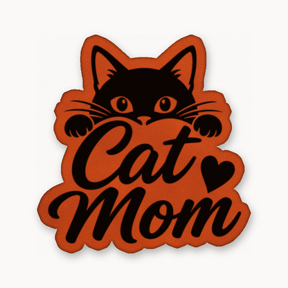 Cat Mom – Leatherette Morale Patch — Classic Orange