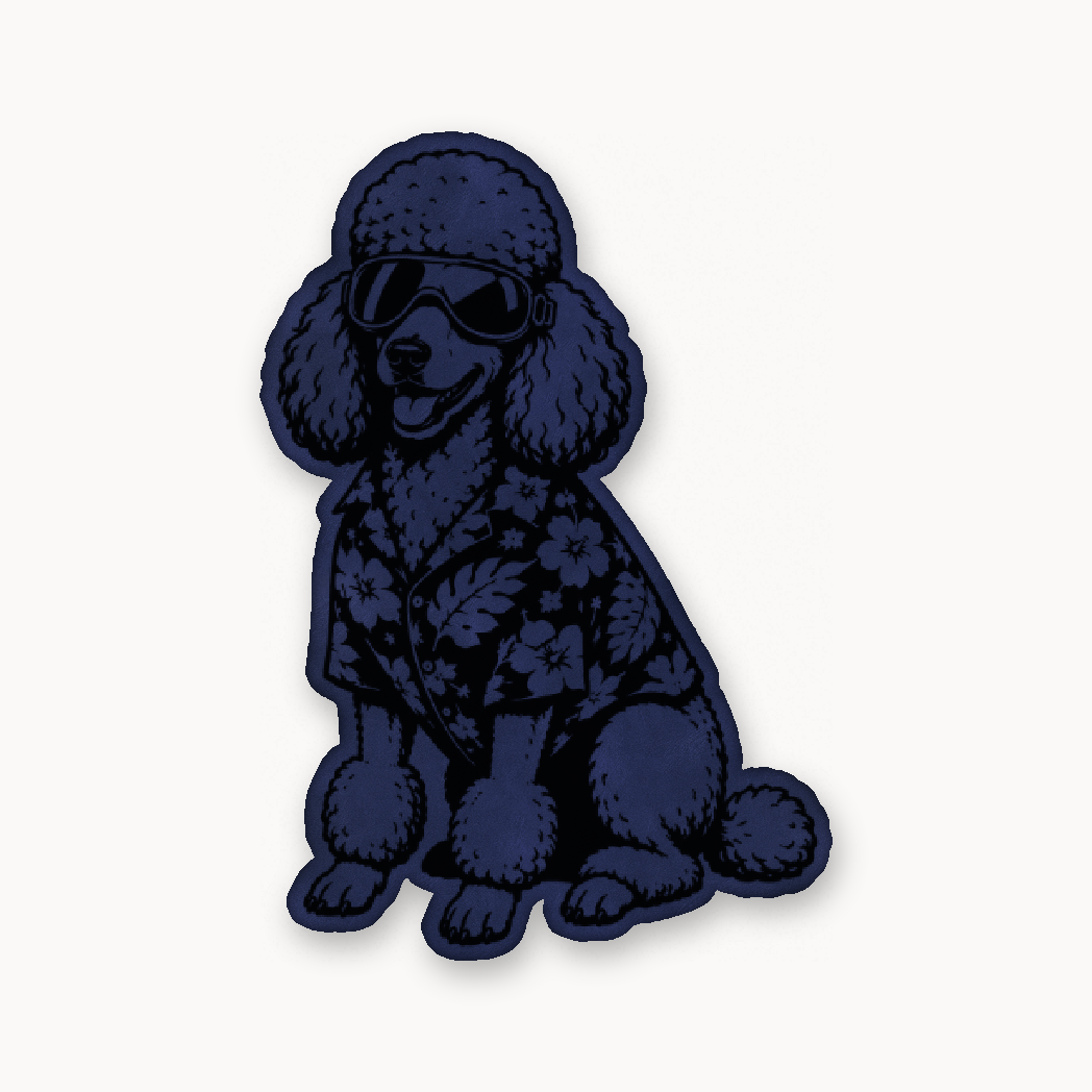 Beach Poodle Patrol – Leatherette Morale Patch — Dark Saddle Blue