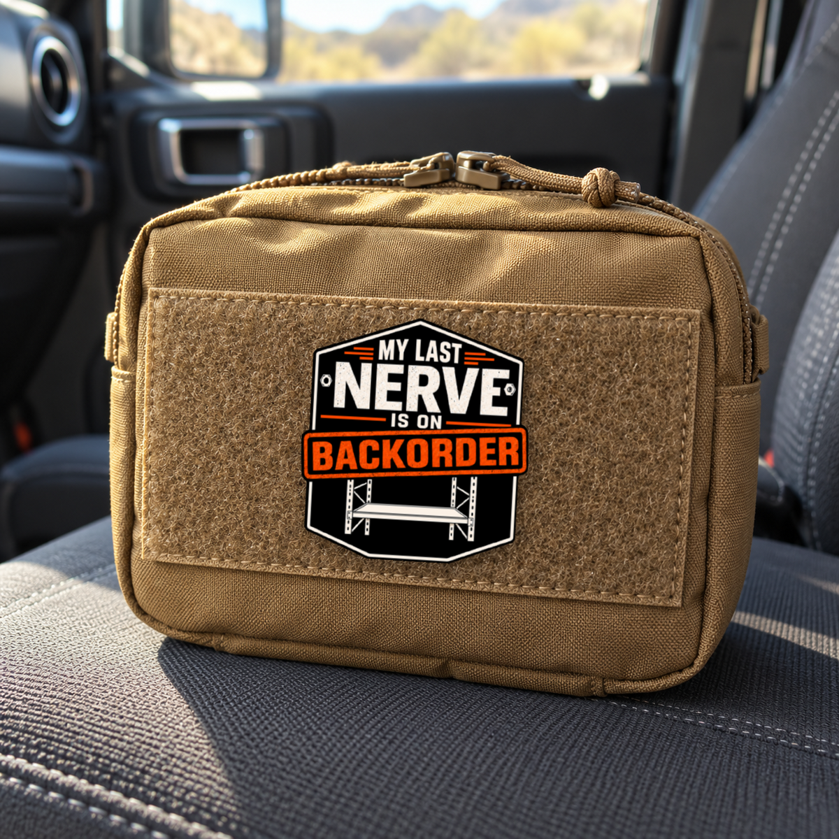 Last Nerve on Backorder – Leatherette Morale Patch — in use