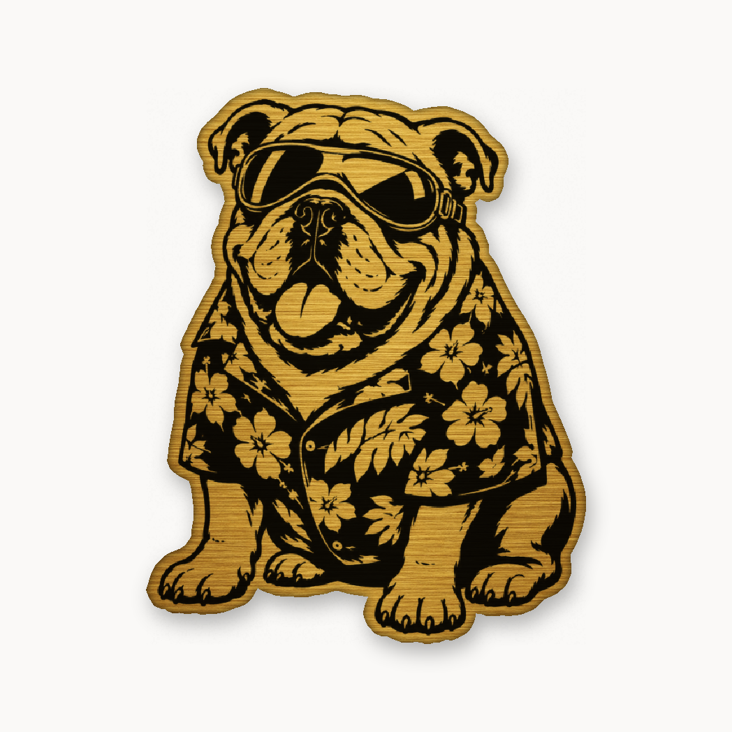 Beach Bulldog – Leatherette Morale Patch — Gold