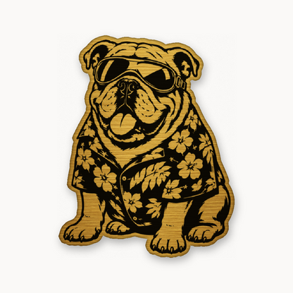 Beach Bulldog – Leatherette Morale Patch — Gold