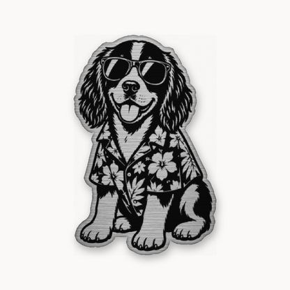 Beach Springer Spaniel – Leatherette Morale Patch — Silver