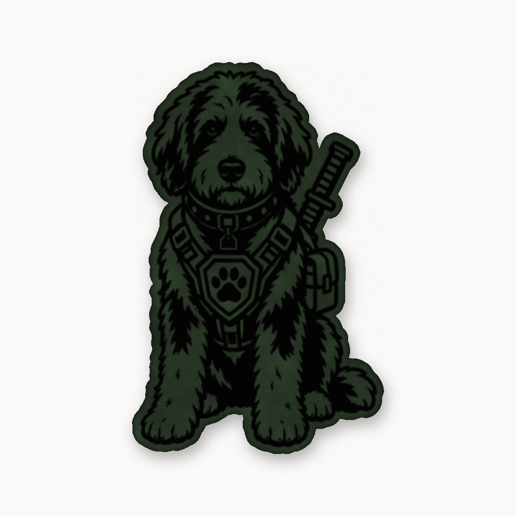 Tactical Bernedoodle – Leatherette Morale Patch — Dark Saddle Green