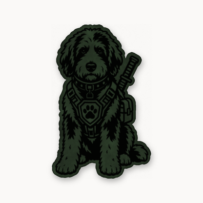 Tactical Bernedoodle – Leatherette Morale Patch — Dark Saddle Green