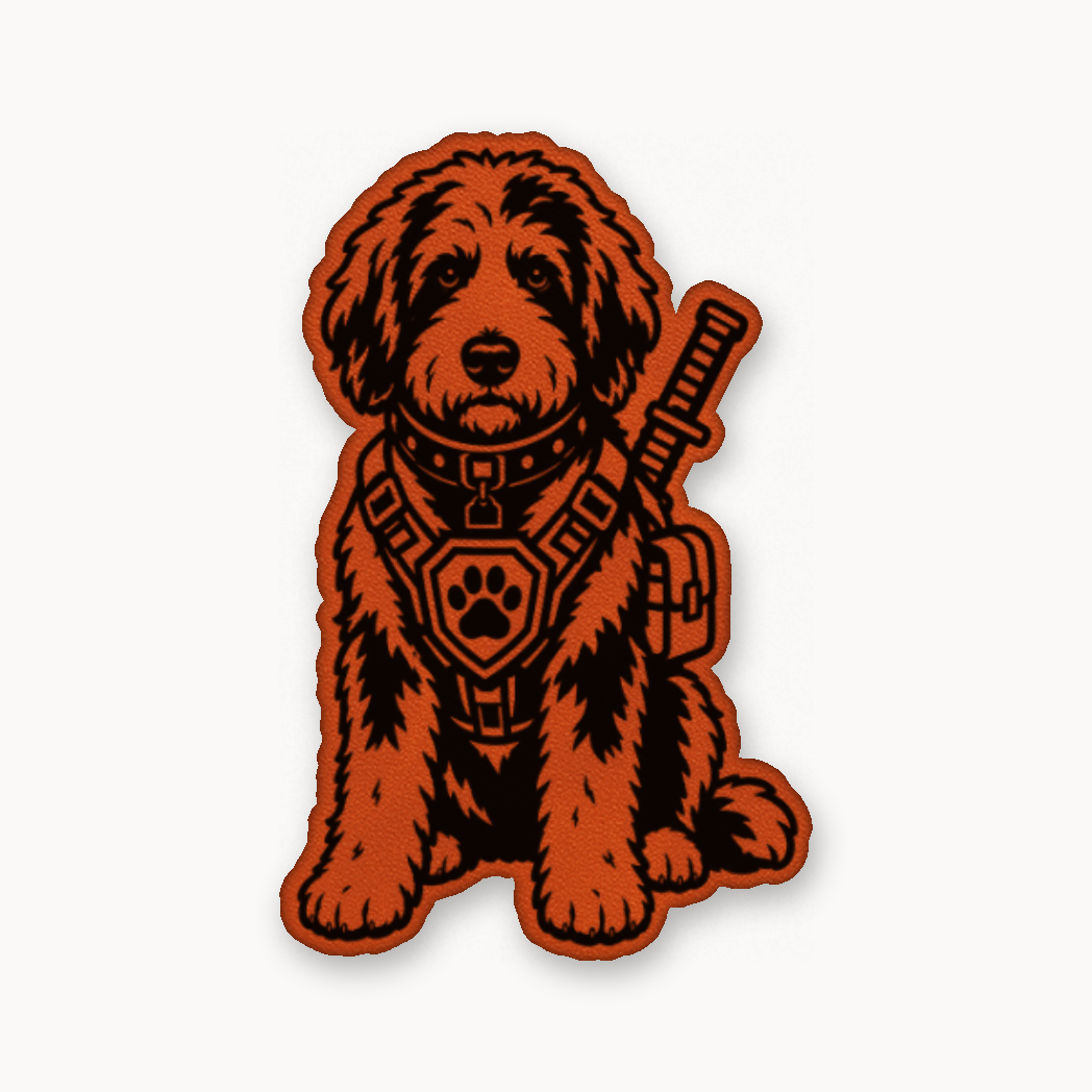Tactical Bernedoodle – Leatherette Morale Patch — Classic Orange