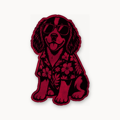 Beach Springer Spaniel – Leatherette Morale Patch — Dark Saddle Red