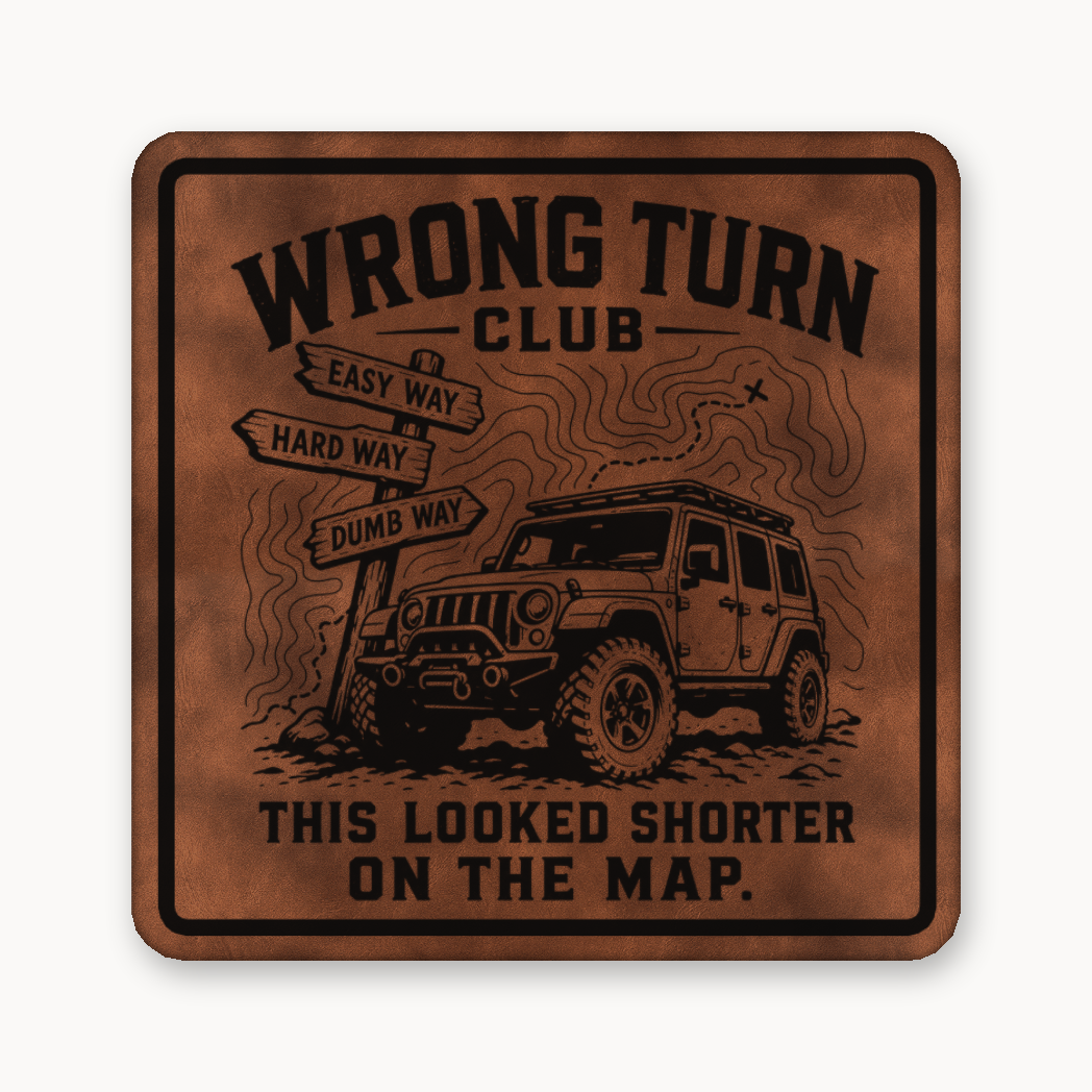 Wrong Turn Club – Leatherette Morale Patch — Chestnut Saddle Brown