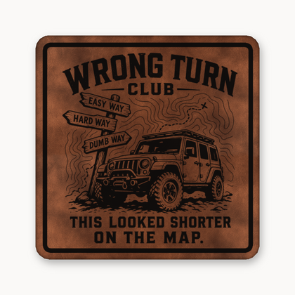 Wrong Turn Club – Leatherette Morale Patch — Chestnut Saddle Brown