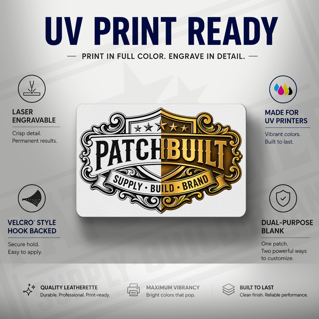 UV printable and laser engravable blank patch with Velcro® Style Hook Backing for eufyMake E1 UV printer projects