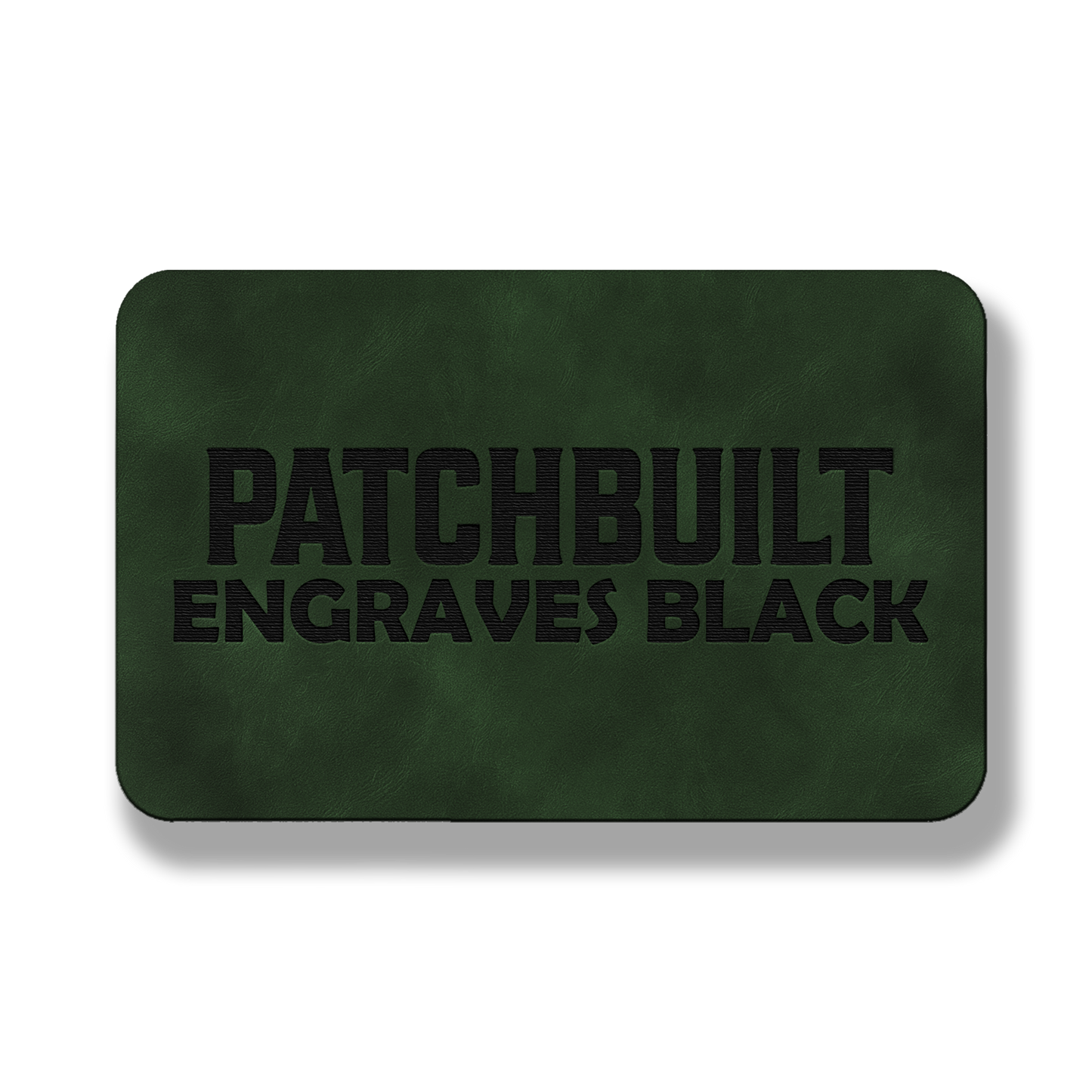 3” x 2” Dark Saddle Green Laserable Leatherette Patch Blanks – Hook Backed | CO2, Diode & Fiber Laser Compatible
