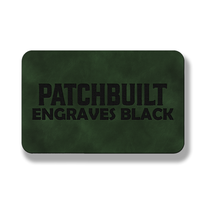 3” x 2” Dark Saddle Green Laserable Leatherette Patch Blanks – Hook Backed | CO2, Diode & Fiber Laser Compatible