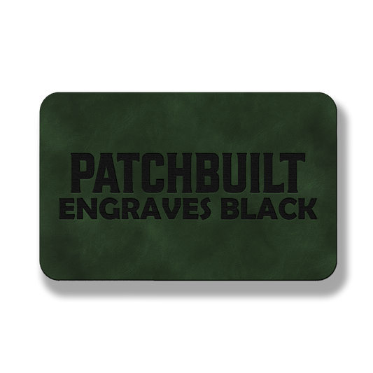 3” x 2” Dark Saddle Green Laserable Leatherette Patch Blanks – Hook Backed | CO2, Diode & Fiber Laser Compatible