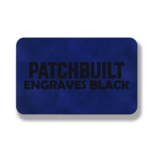 3” x 2” Dark Saddle Blue Laserable Leatherette Patch Blanks – Hook Backed | CO2, Diode & Fiber Laser Compatible