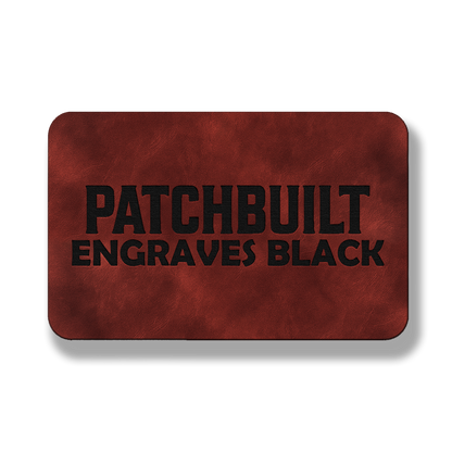 3” x 2” Dark Saddle Brown Laserable Leatherette Patch Blanks – Hook Backed | CO2, Diode & Fiber Laser Compatible