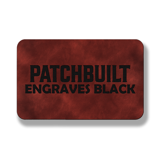 3” x 2” Dark Saddle Brown Laserable Leatherette Patch Blanks – Hook Backed | CO2, Diode & Fiber Laser Compatible