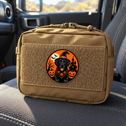 Halloween Labrador – Leatherette Morale Patch — in use