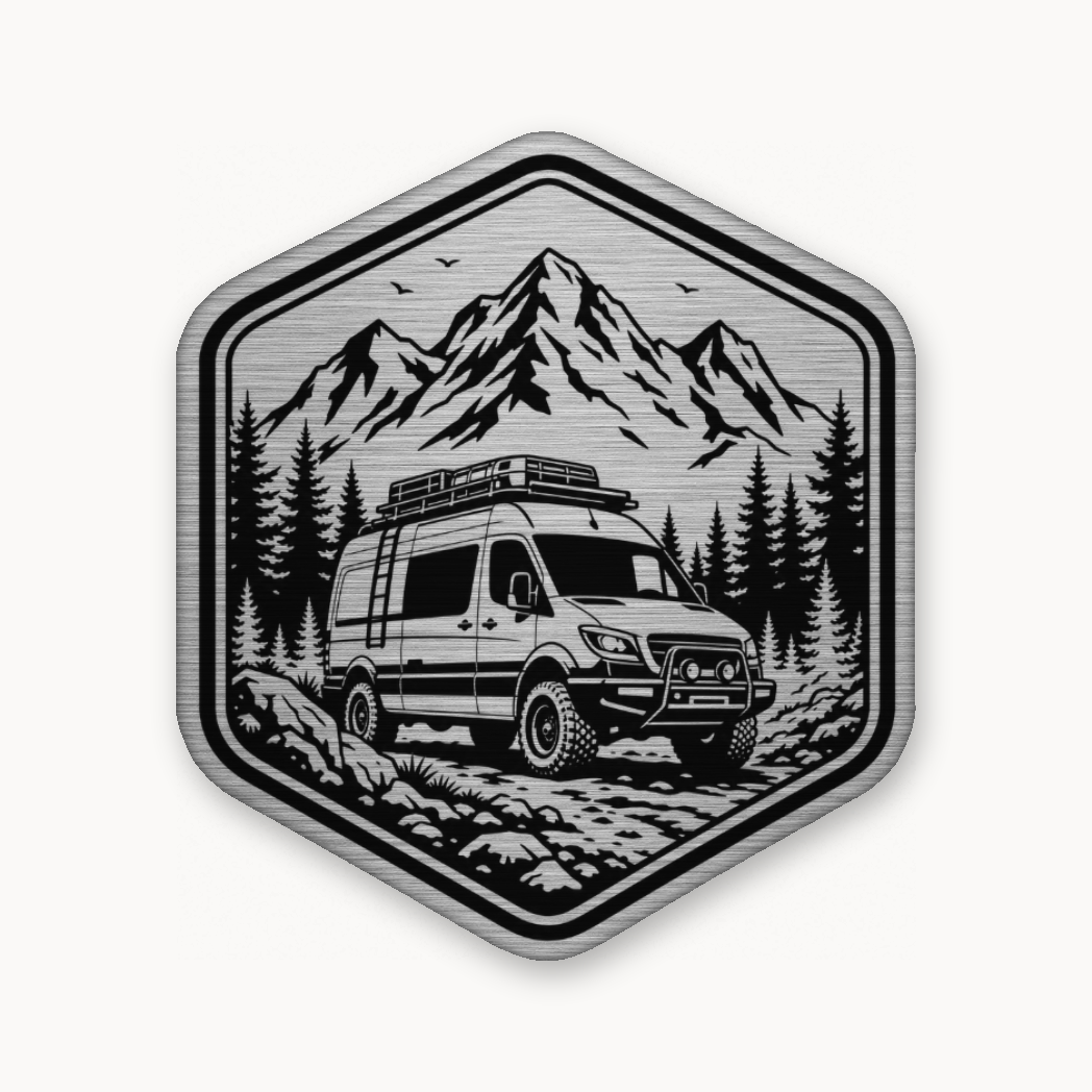 Overlanding Van Life – Leatherette Morale Patch — Silver