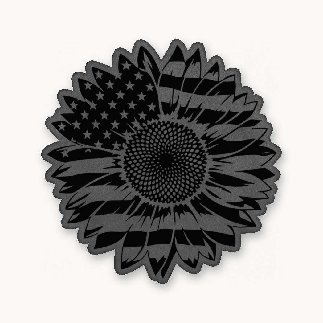 US Flag Sunflower Patch – Leatherette Morale Patch — Classic Gray