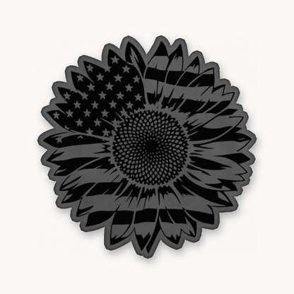 US Flag Sunflower Patch – Leatherette Morale Patch — Classic Gray